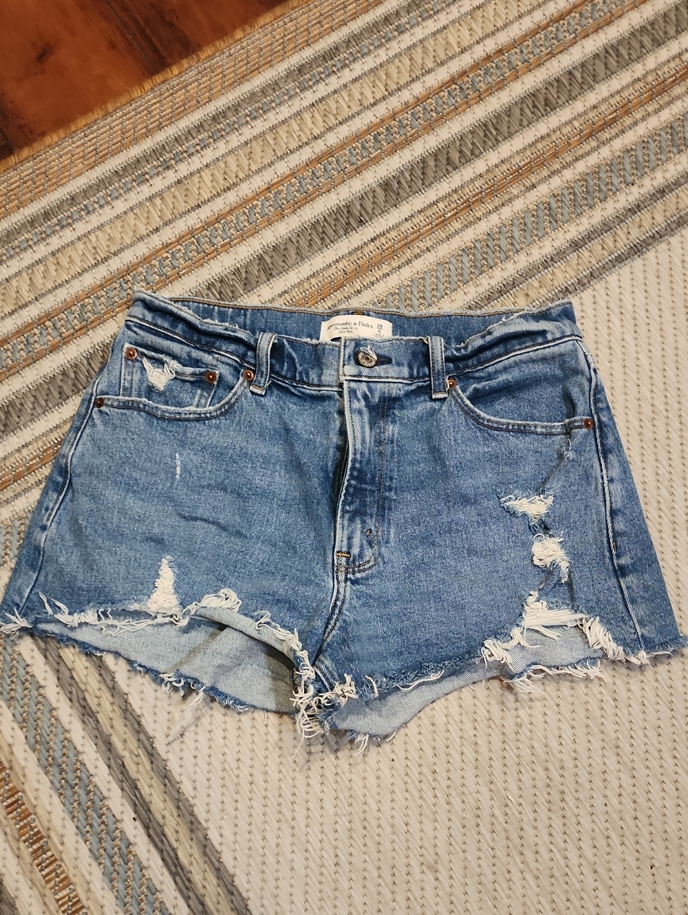 Abercrombie & Fitch Light Blue Distressed Denim Cutoff Shorts
